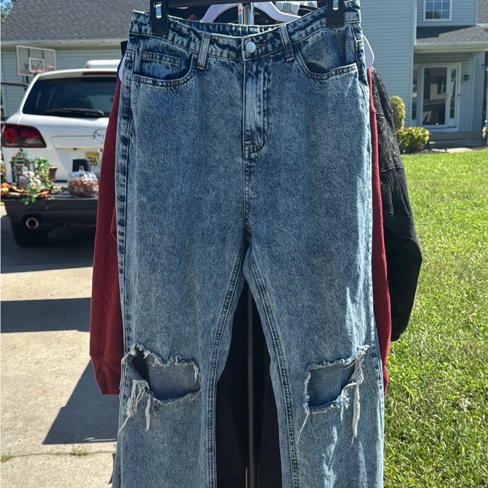 Distressed Blue Boot-Cut Jeans - CIDER